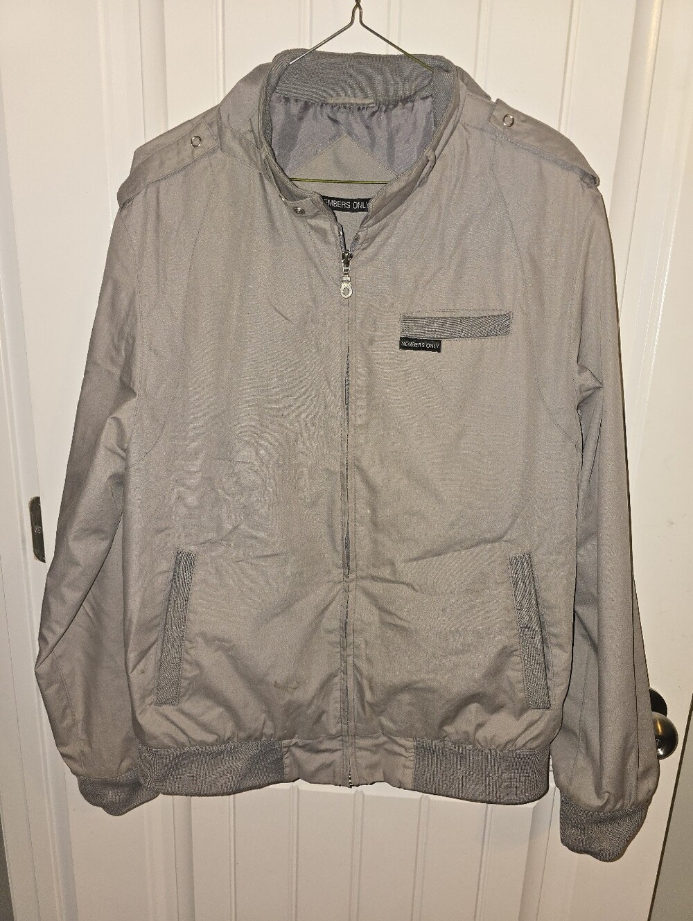 Members Only Iconic Racer Jacket Men's Gray Size L Classic Bomber